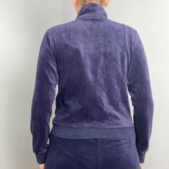 Y2K Coolwear USA Navy Blue Velour Satin Tracksuit - Picture 3 of 6